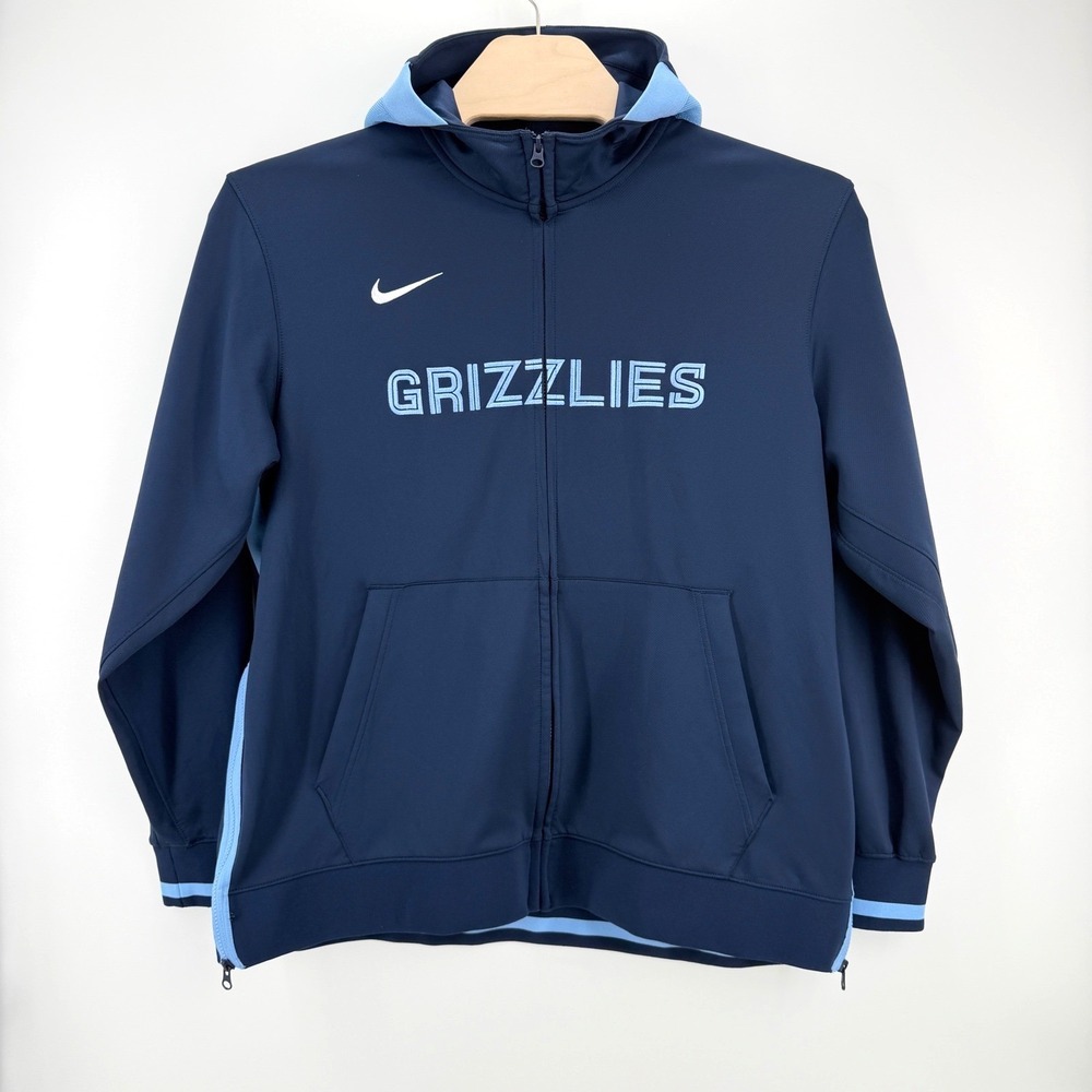 Nike Memphis Grizzlies NBA Jacket Mens XXL Navy Blue Dri-FIT Full Zip Hooded